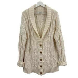 L.L Bean Women’s Cable Knit Button Down Sweater Size M